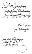Imitat der Dürer-Handschrift, Scherzbrief von Albert von Zahn an Moriz Thausing (1871)