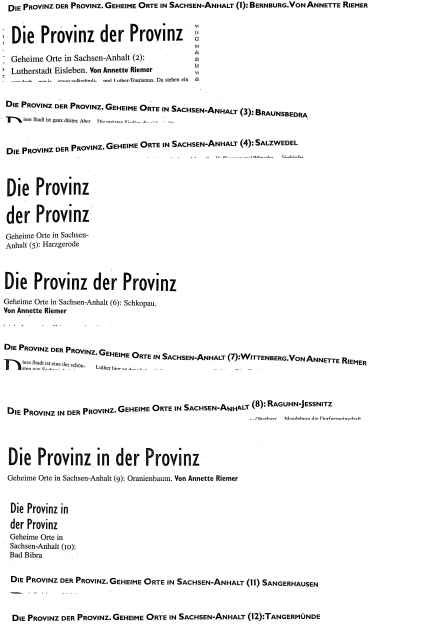 Scans der Provinz/Provinz-Titel in der jungen Welt